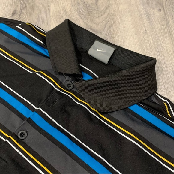 Men’s Nike (NIKE) Black, Blue, & Yellow Golf Shirt - Picture 3 of 6